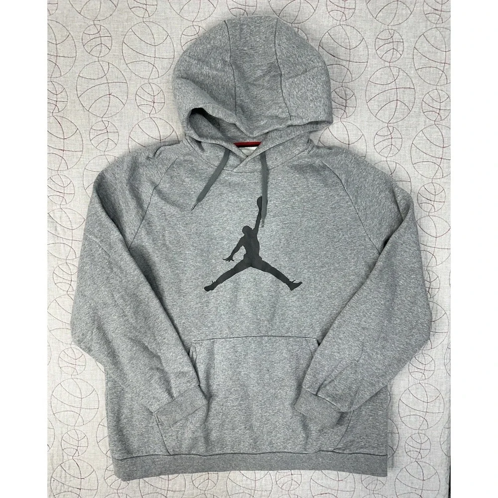 Nike‎ Jordan Jumpman Logo Fleece Hoodie Men's Size 2XL Grey/Black DA6801-091